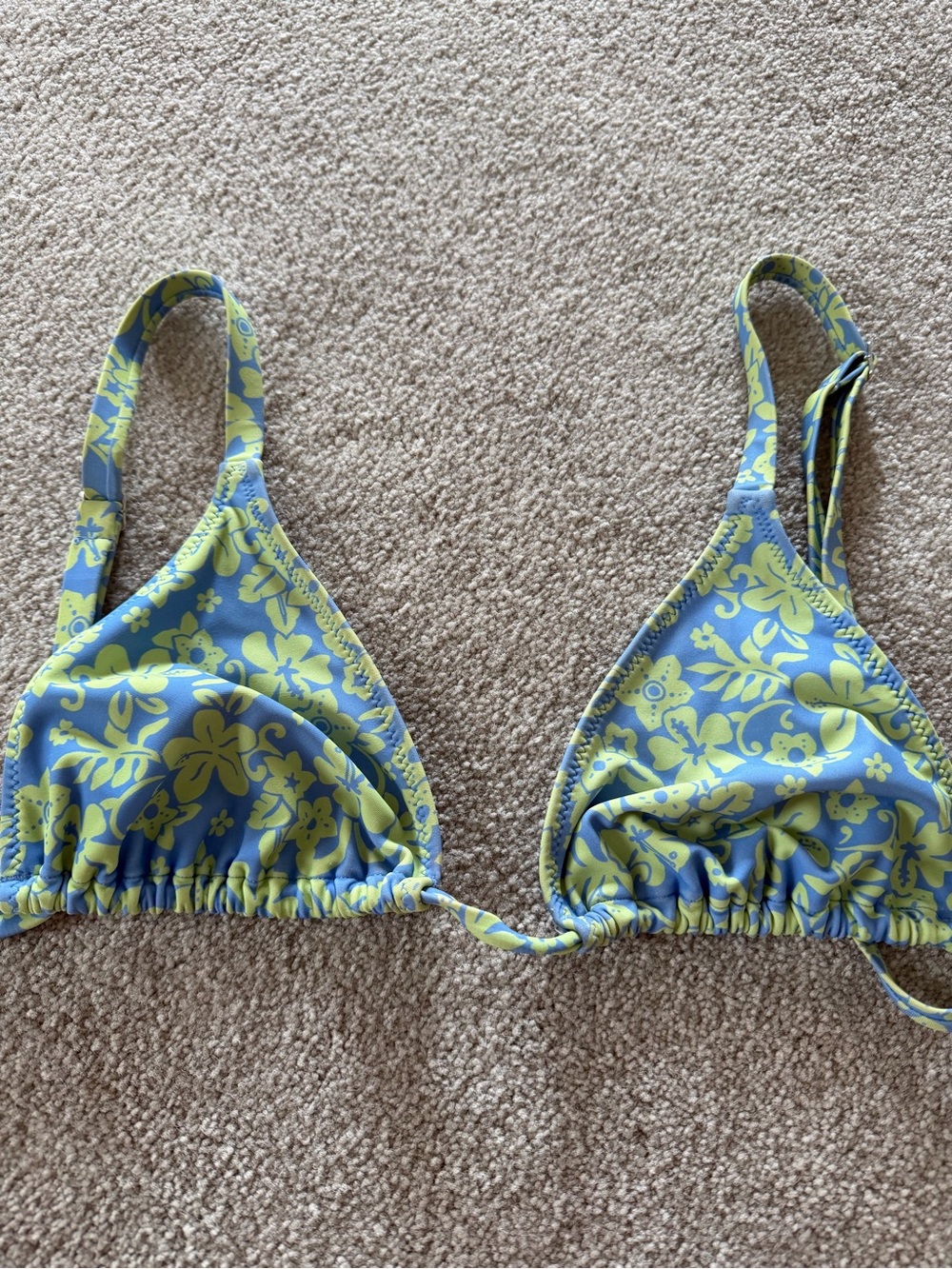 PacSun Swim Light Blue and Yellow Triangle Bikini Top